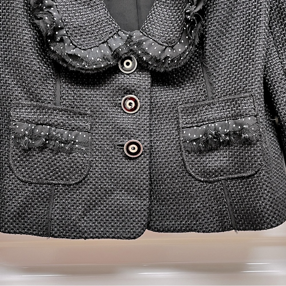 White House Black Market Black Tweed Style Jacket - Picture 3 of 8